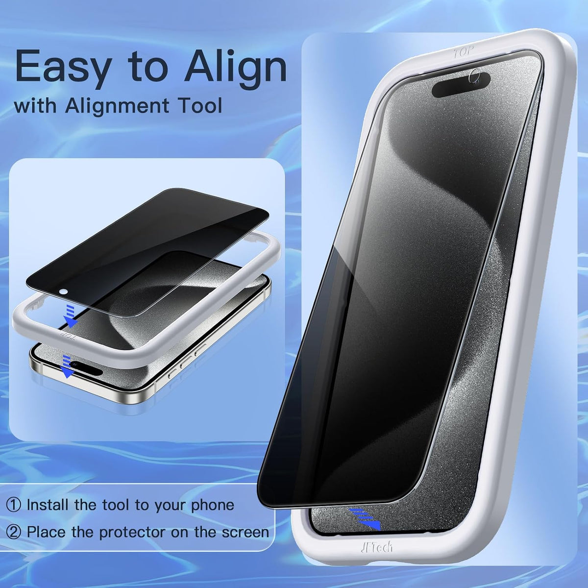 JETech Privacy Screen Protector for iPhone 16 Pro Max, 2-Pack
