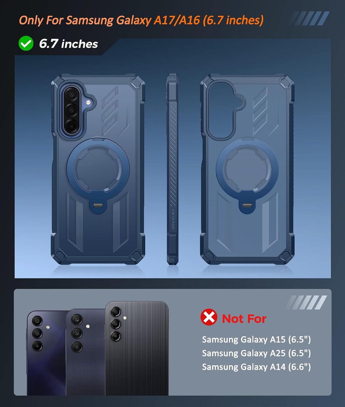 FNTCASE for iPhone 17 Case with 360 Spin Magnetic Stand