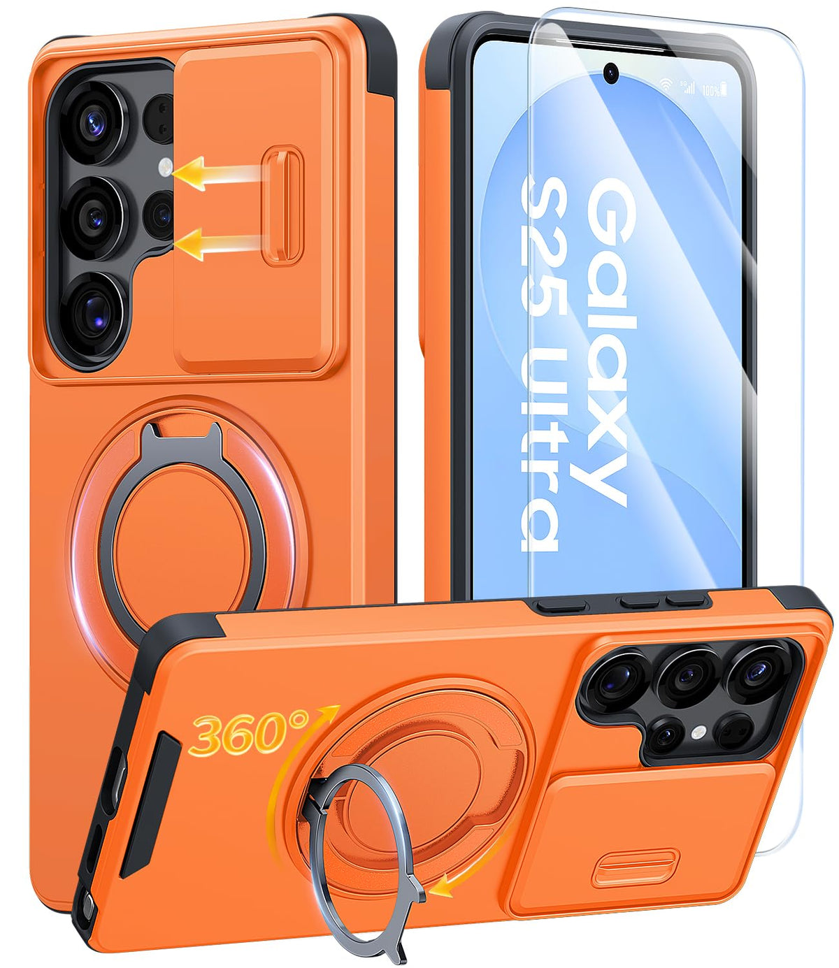 JAME for Samsung Galaxy S26 Case with Ring Stand & Slide Camera Cover