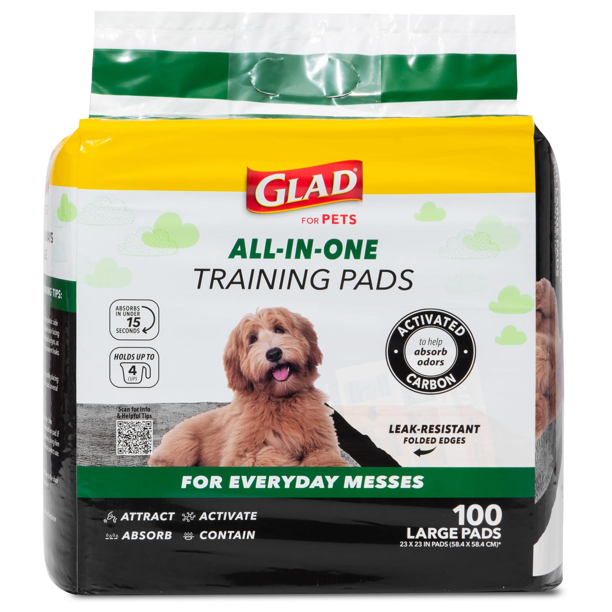 Glad for Pets, Activated Carbon, Large Puppy Pads, Dog Pee Pads, 150 Count