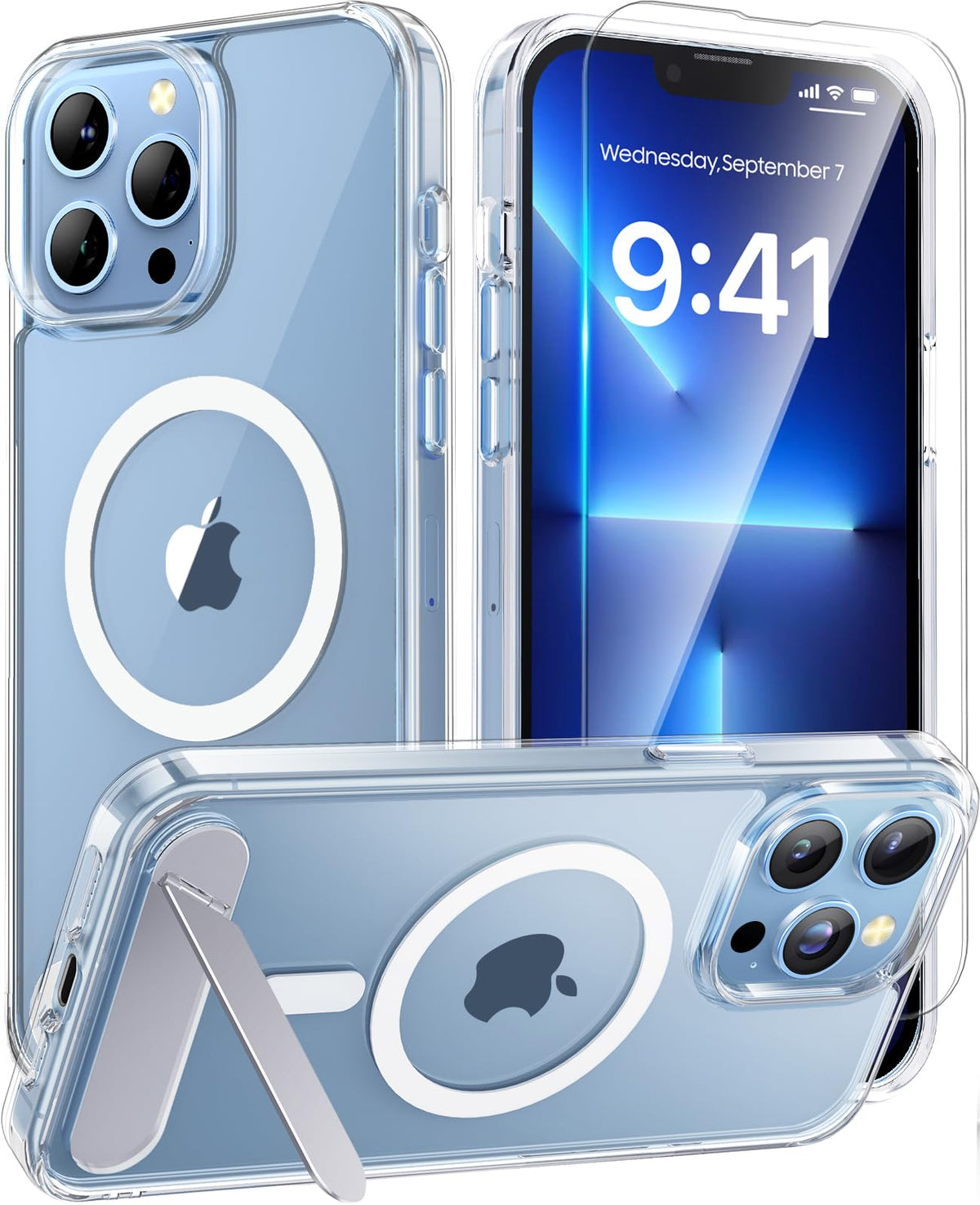 Magnetic for iPhone 16 Pro Case with Stand, Clear Matte