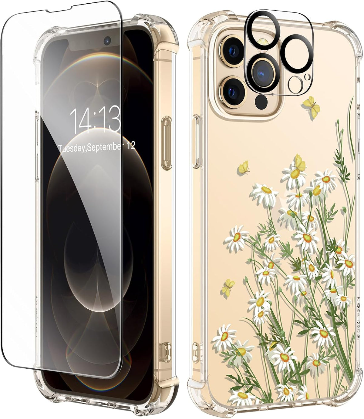 GVIEWIN for iPhone 11 Case Floral, Screen Protector & Camera Lens Protector
