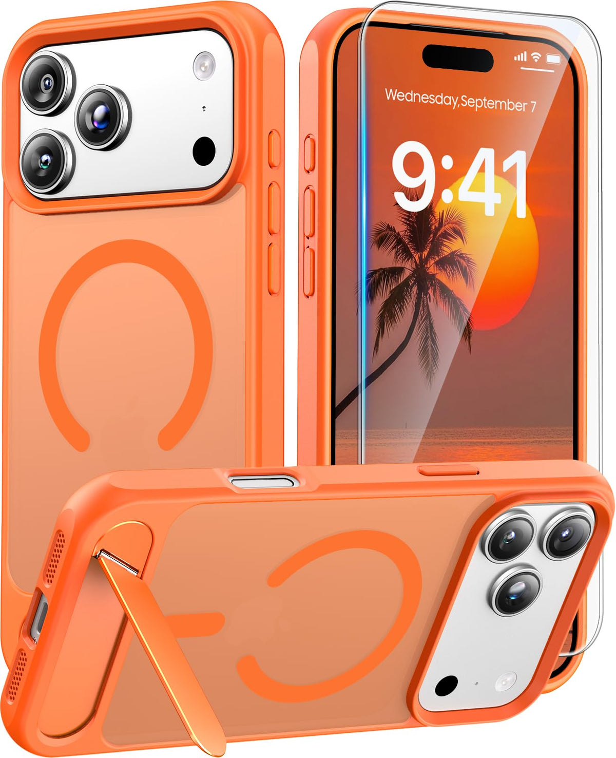Magnetic for iPhone 16 Pro Case with Stand, Clear Matte
