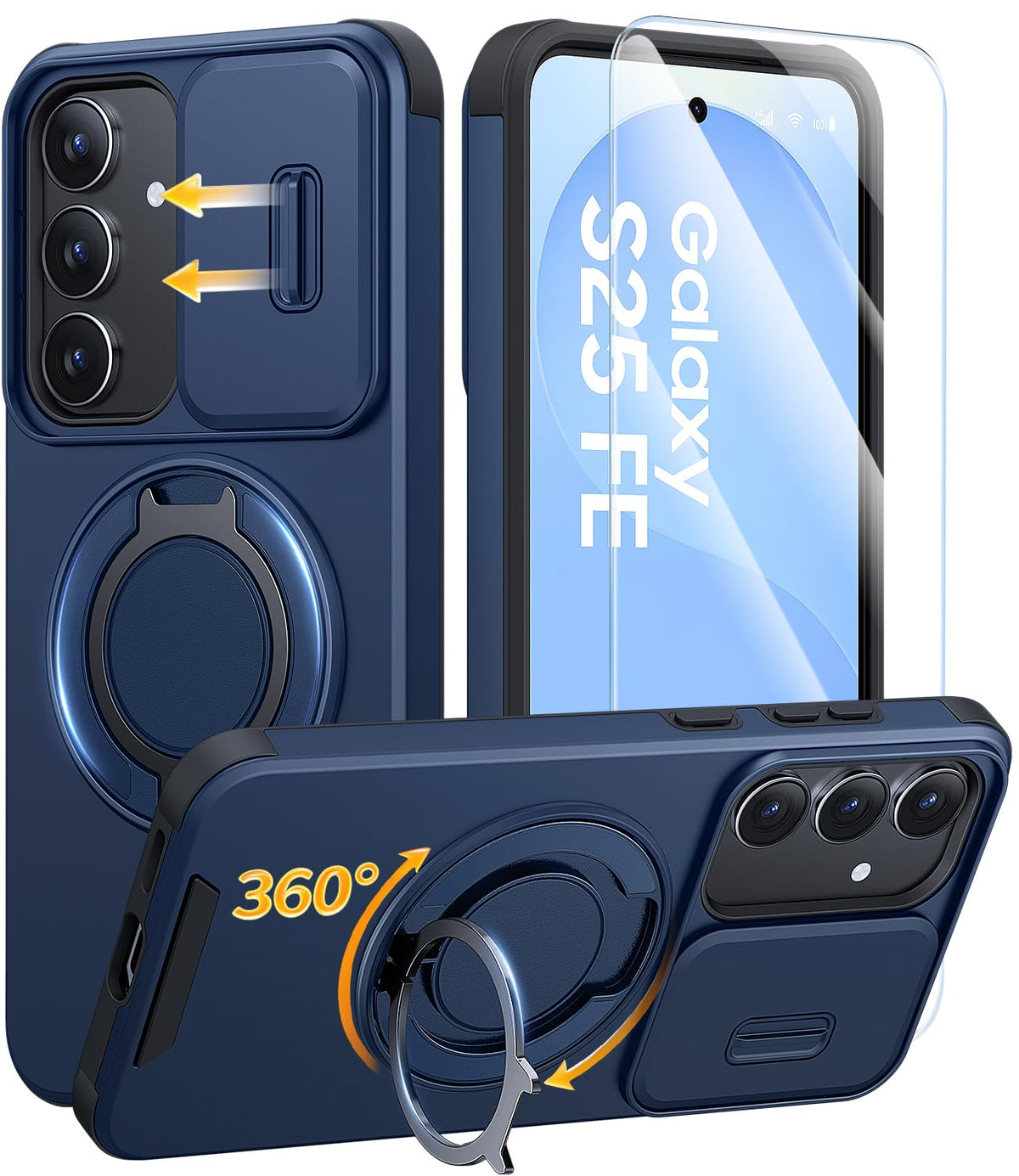 JAME for Samsung Galaxy S26 Case with Ring Stand & Slide Camera Cover