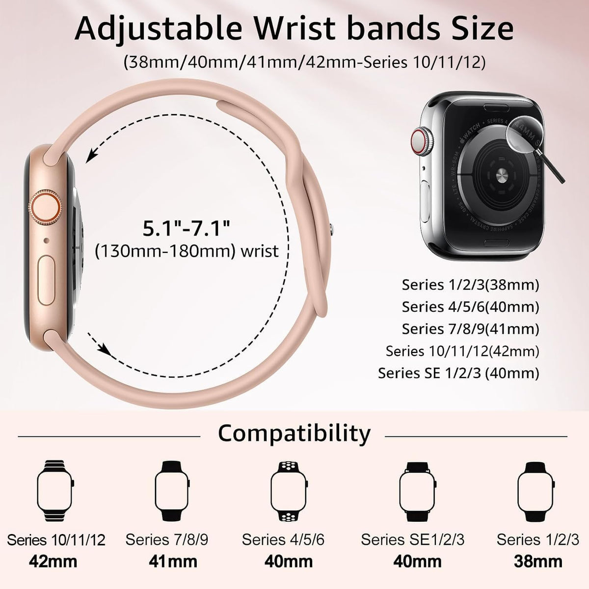 6 Pack Sport Silicone Bands Compatible with Apple Watch Band for Women Men