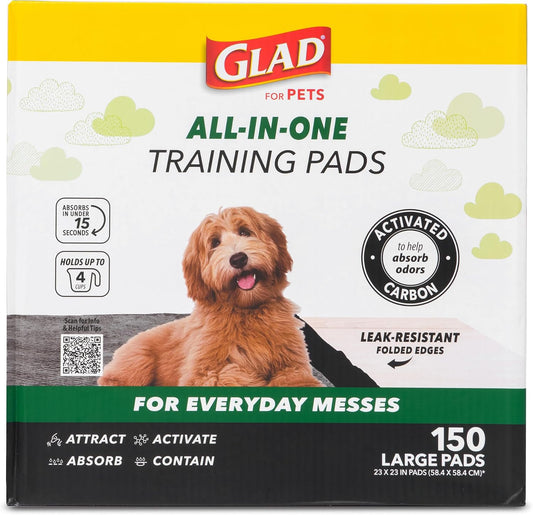 Glad for Pets, Activated Carbon, Large Puppy Pads, Dog Pee Pads, 150 Count