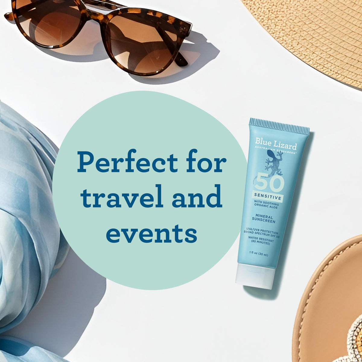 Blue Lizard Sensitive Mineral Sunscreen SPF 50 Sunscreen Lotion, 3 oz Tube