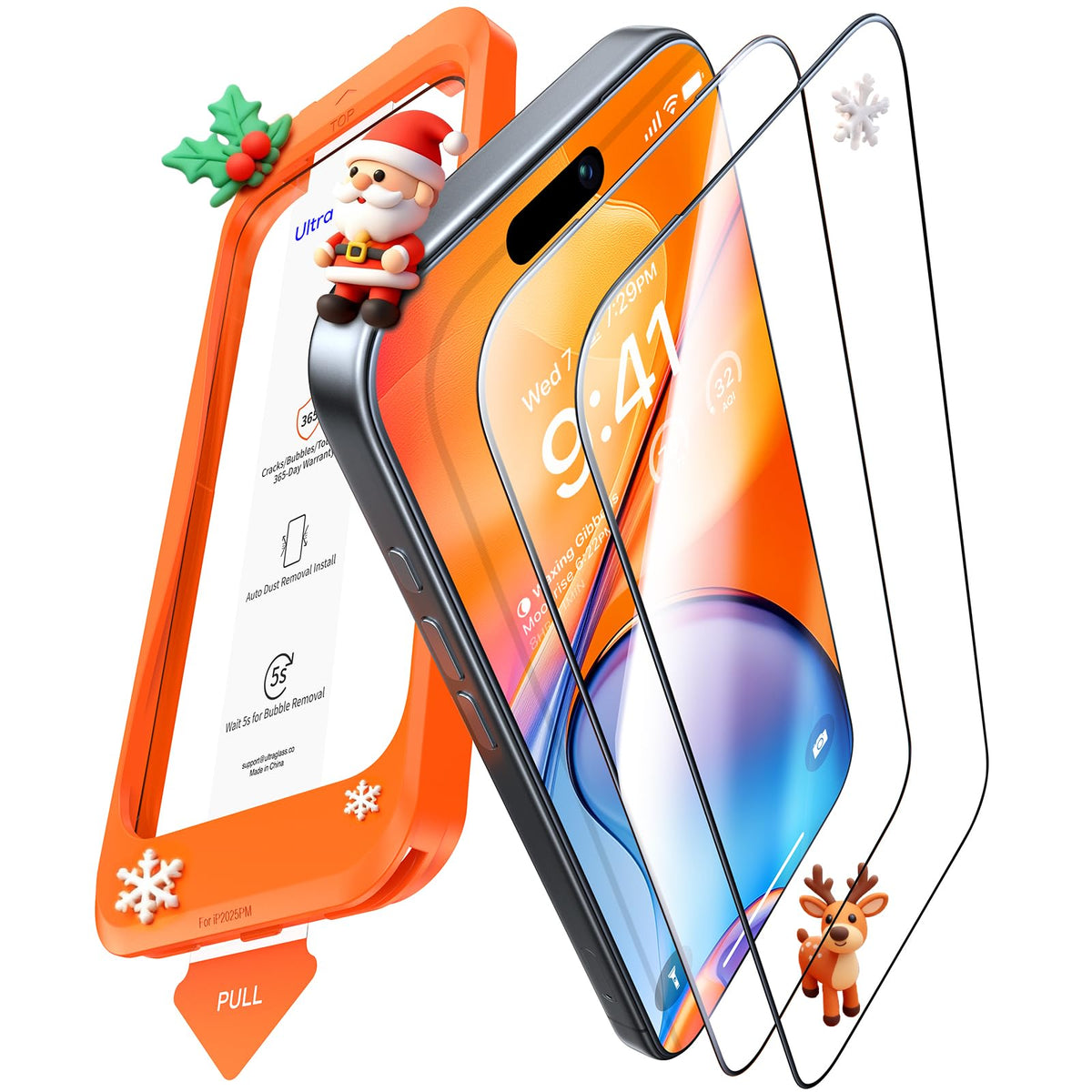 UltraGlass Crystal Armor for iPhone 16 Pro Screen Protector (No Black Bezels) 9H+ Military-Grade Shatterproof Screen Protector 16 Pro Tempered Glass, One Step Easy Installation, 1 Piece