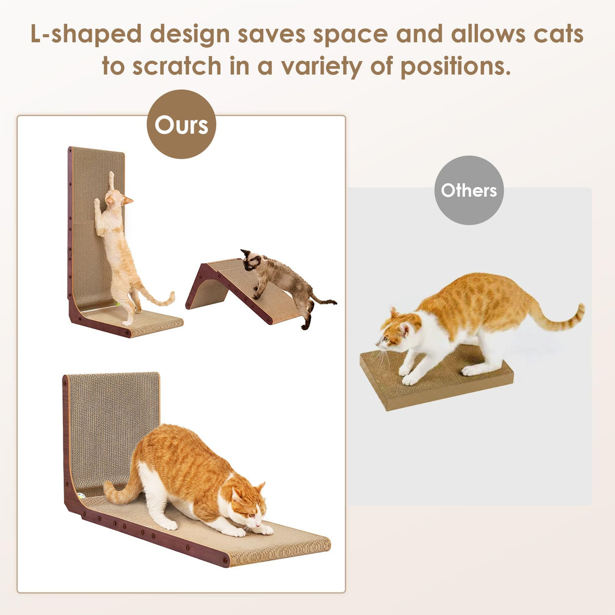 EHEYCIGA Cardboard Cat Scratcher for Indoor Cats, 26.8 Inch, Brown