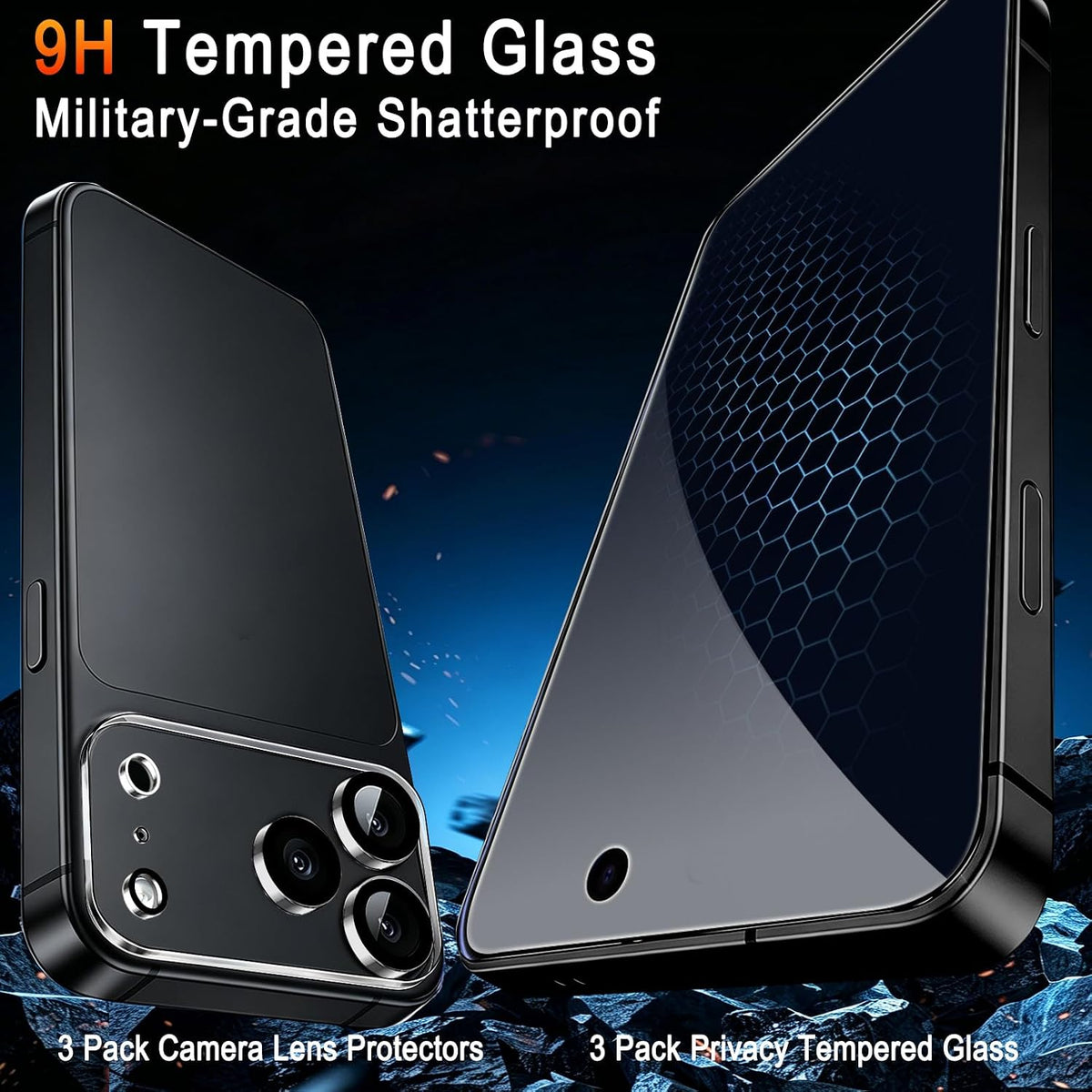 TZGZT 3 Pack Privacy Screen Protectors for iPhone Duo, Tempered Glass