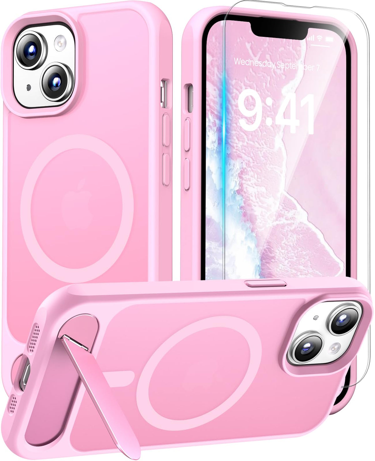 Magnetic for iPhone 16 Pro Case with Stand, Clear Matte