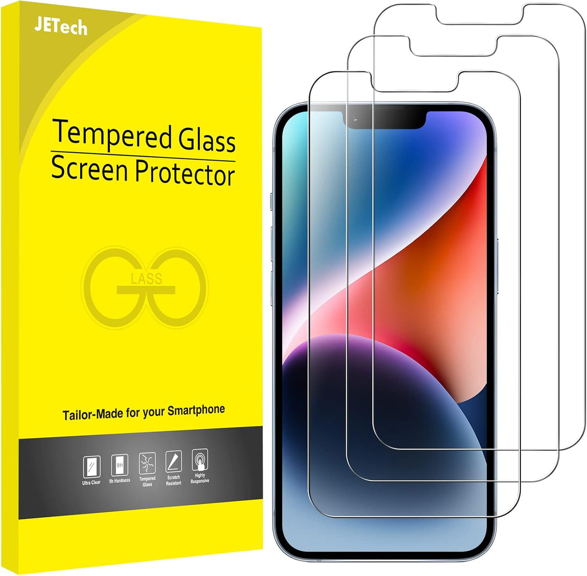 JETech Screen Protector for iPhone SE 3/2 (2022/2020), 3-Pack