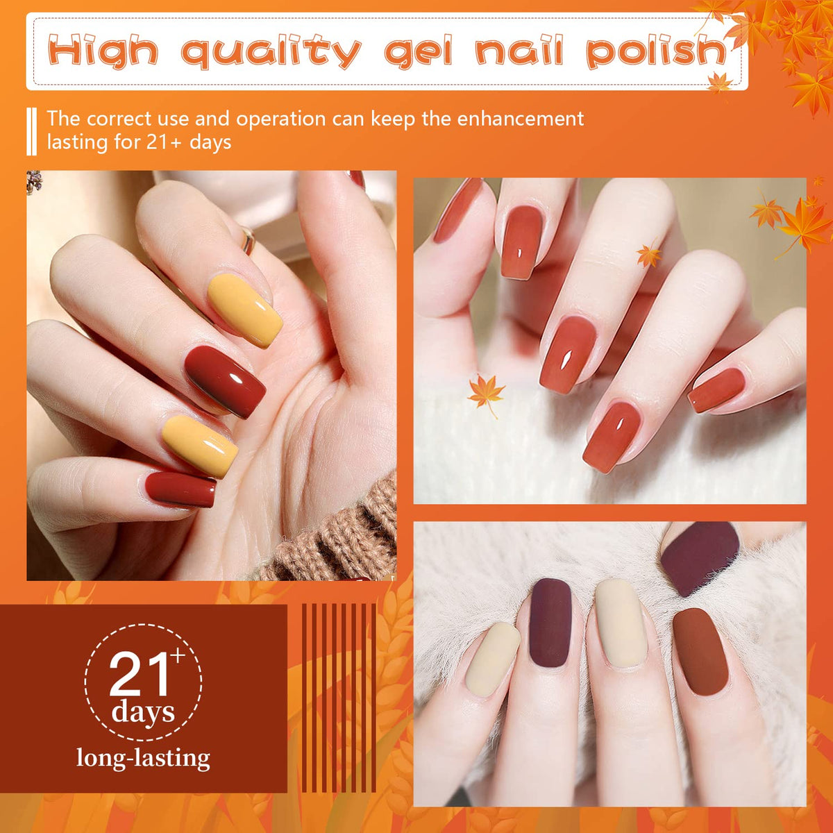 JODSONE 23 PCS Gel Nail Polish Set with Base Glossy and Matte Top Coat Multicolored Gel Nail Long Lasting Suitable for All Seasons