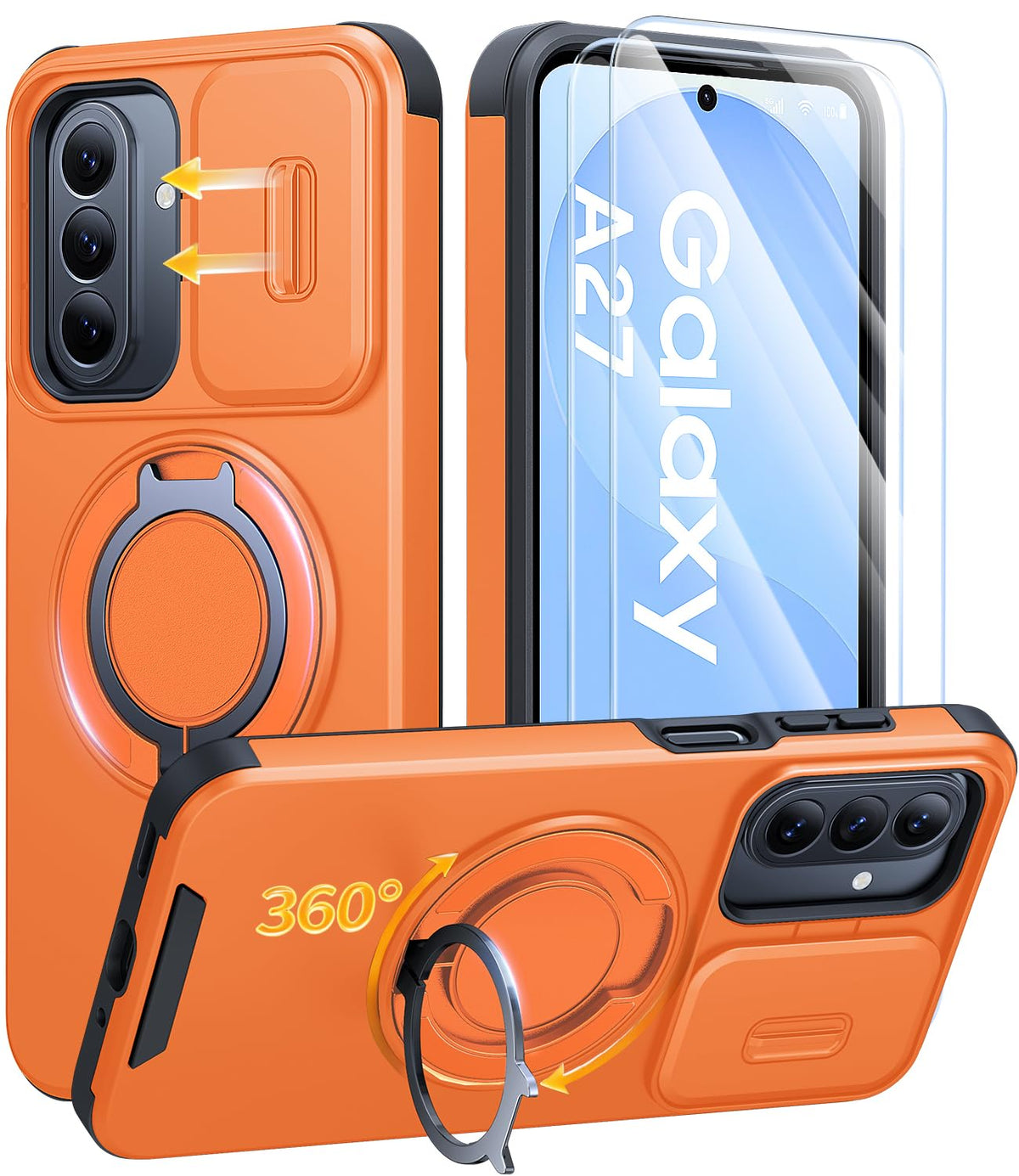 JAME for Samsung Galaxy S26 Case with Ring Stand & Slide Camera Cover