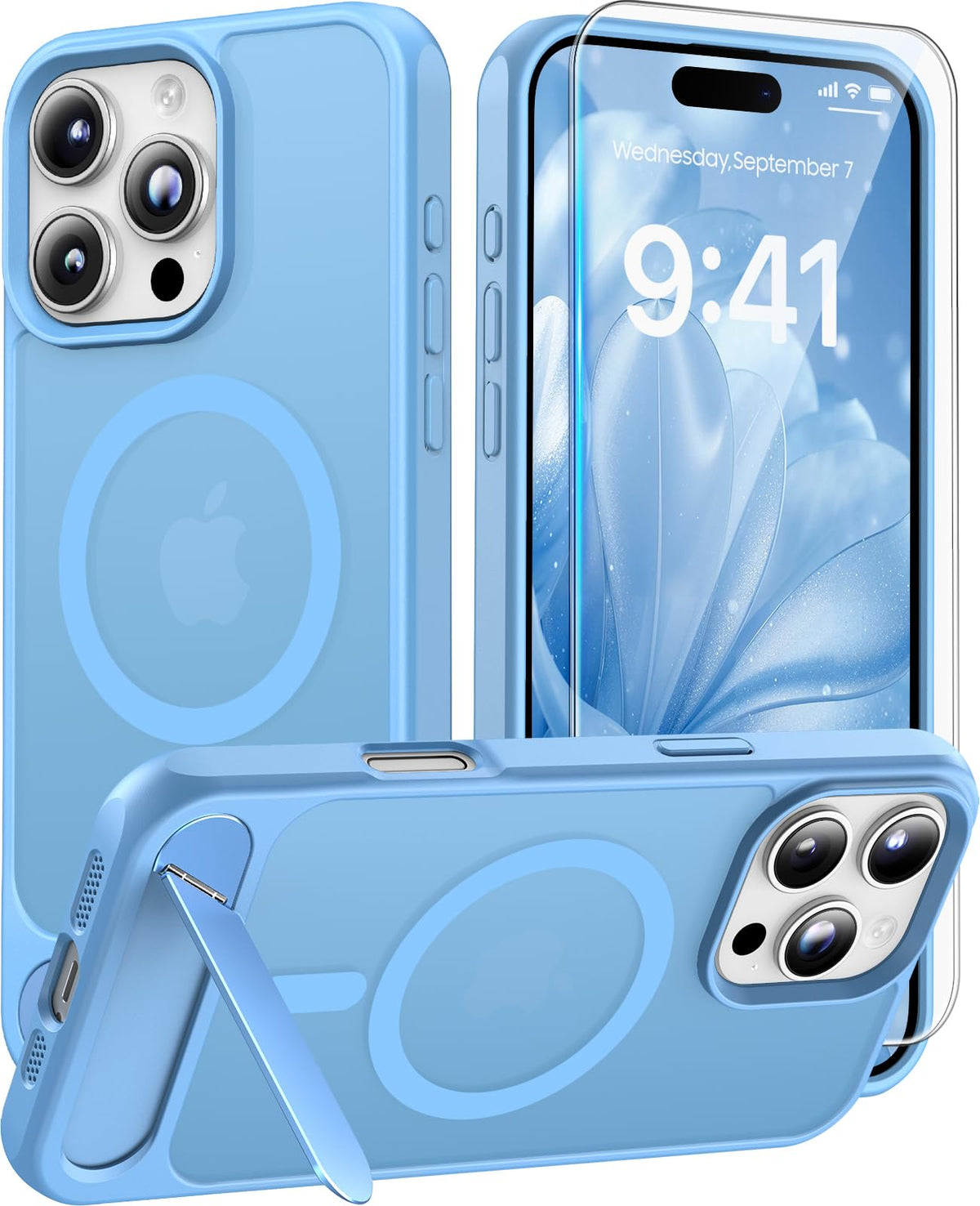 Magnetic for iPhone 16 Pro Case with Stand, Clear Matte