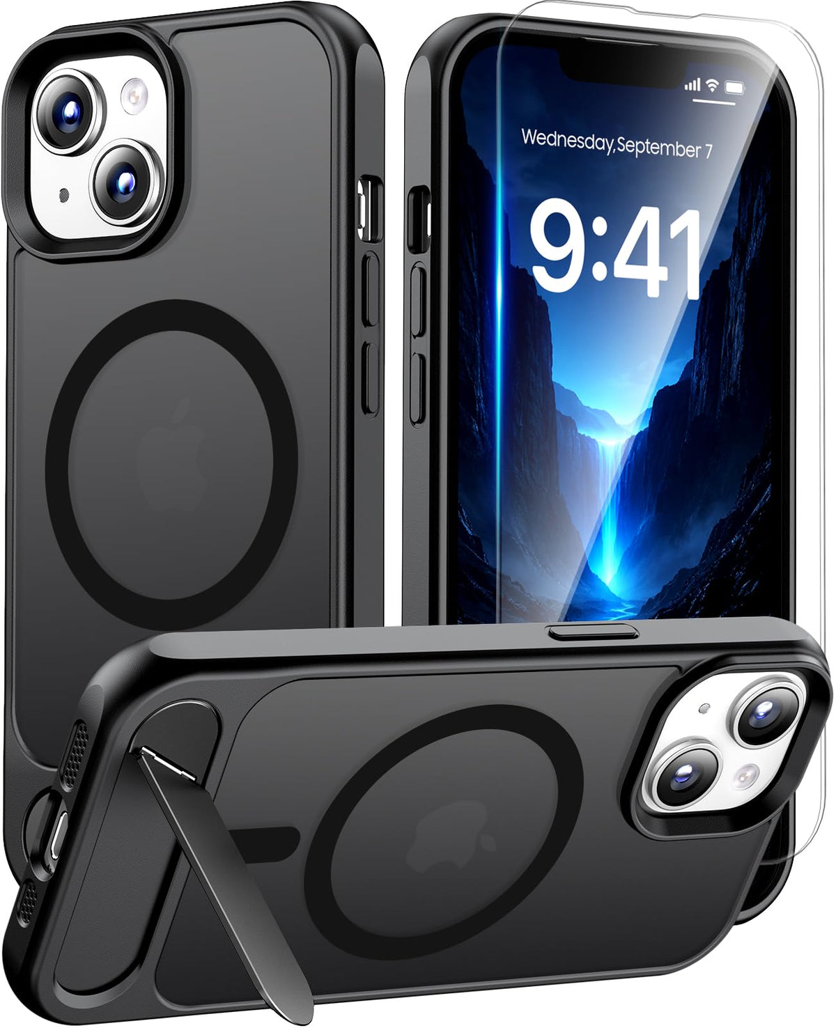 Magnetic for iPhone 16 Pro Case with Stand, Clear Matte