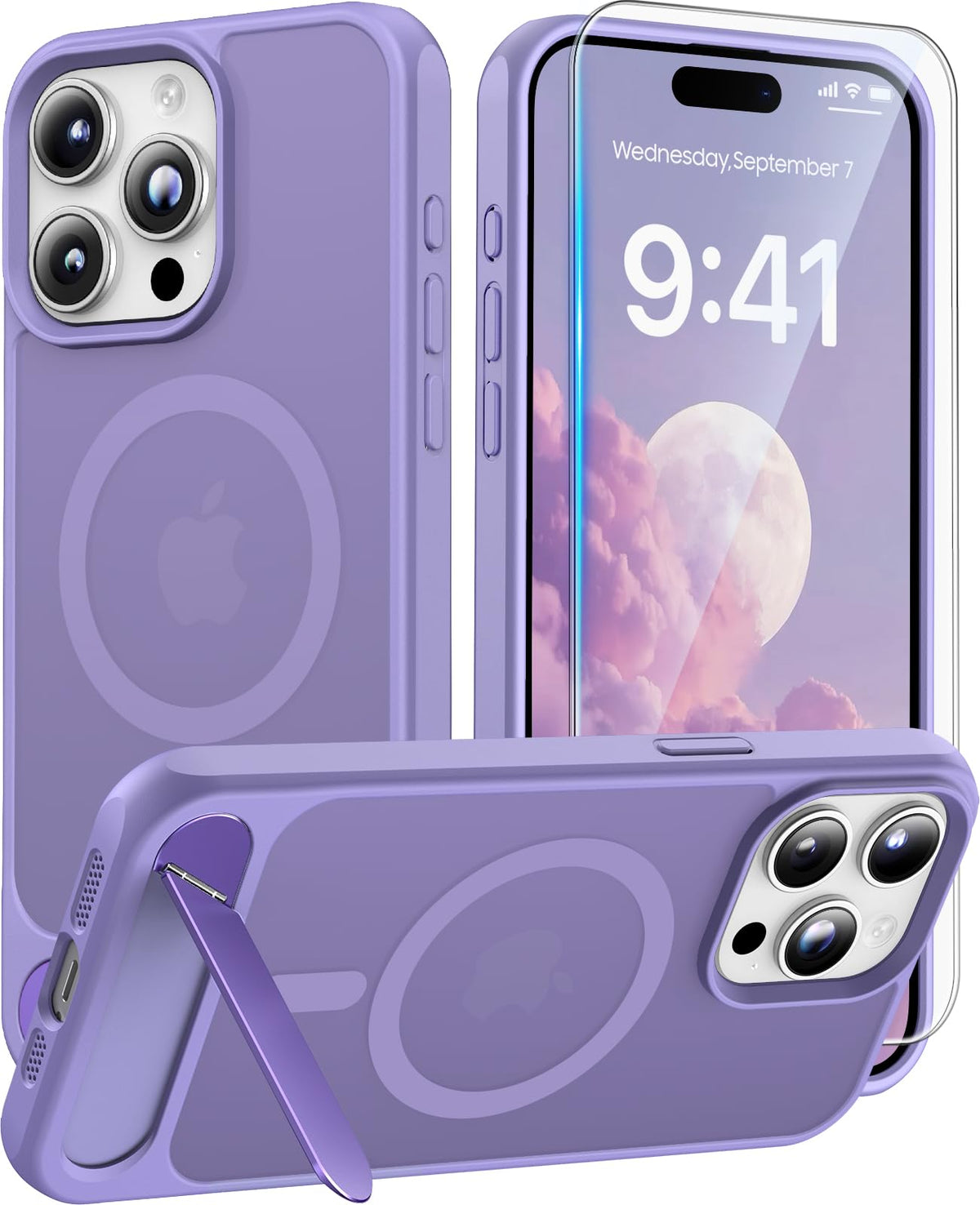 Magnetic for iPhone 16 Pro Case with Stand, Clear Matte