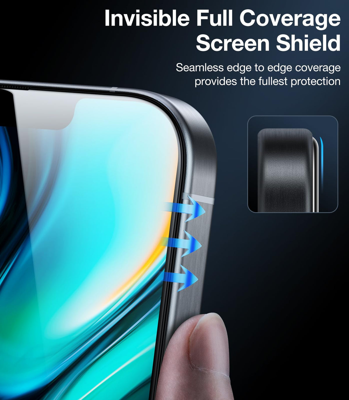 UltraGlass Crystal Armor for iPhone 16 Pro Screen Protector (No Black Bezels) 9H+ Military-Grade Shatterproof Screen Protector 16 Pro Tempered Glass, One Step Easy Installation, 1 Piece