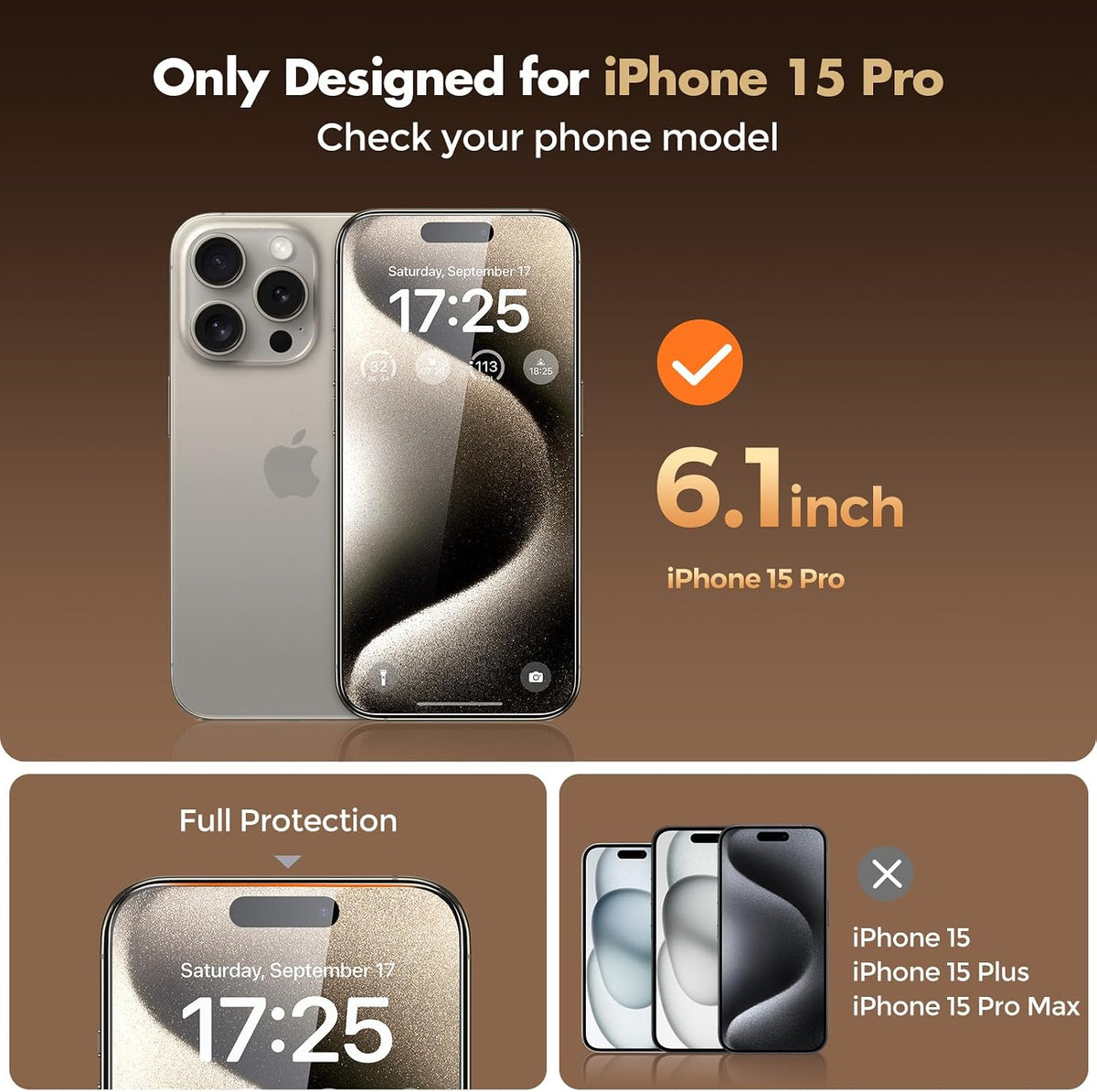 UNBREAKcable Privacy Screen Protector for iPhone 15, Full Coverage