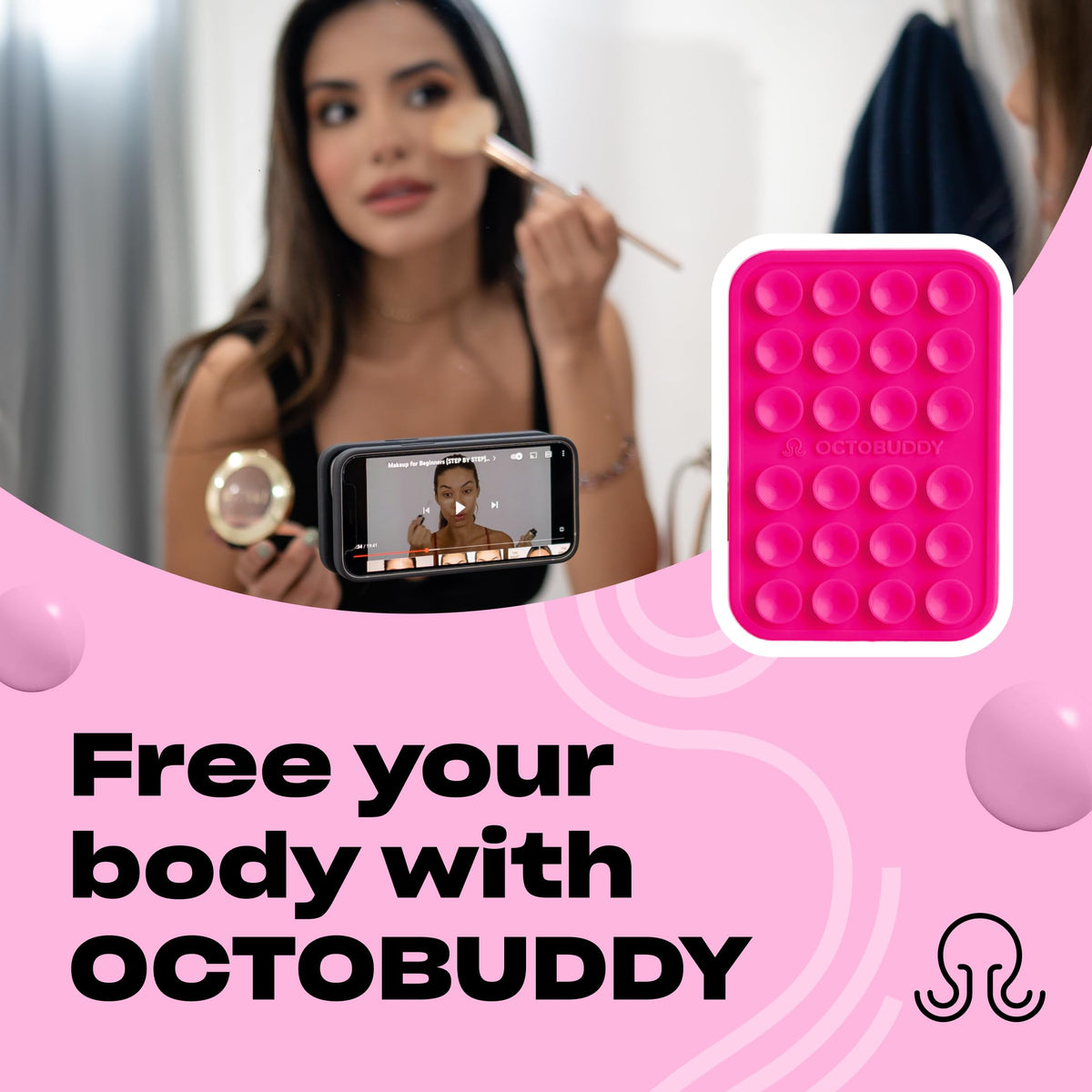 OCTOBUDDY Classic - Silicone Suction Phone Case Adhesive Mount, Turquoise