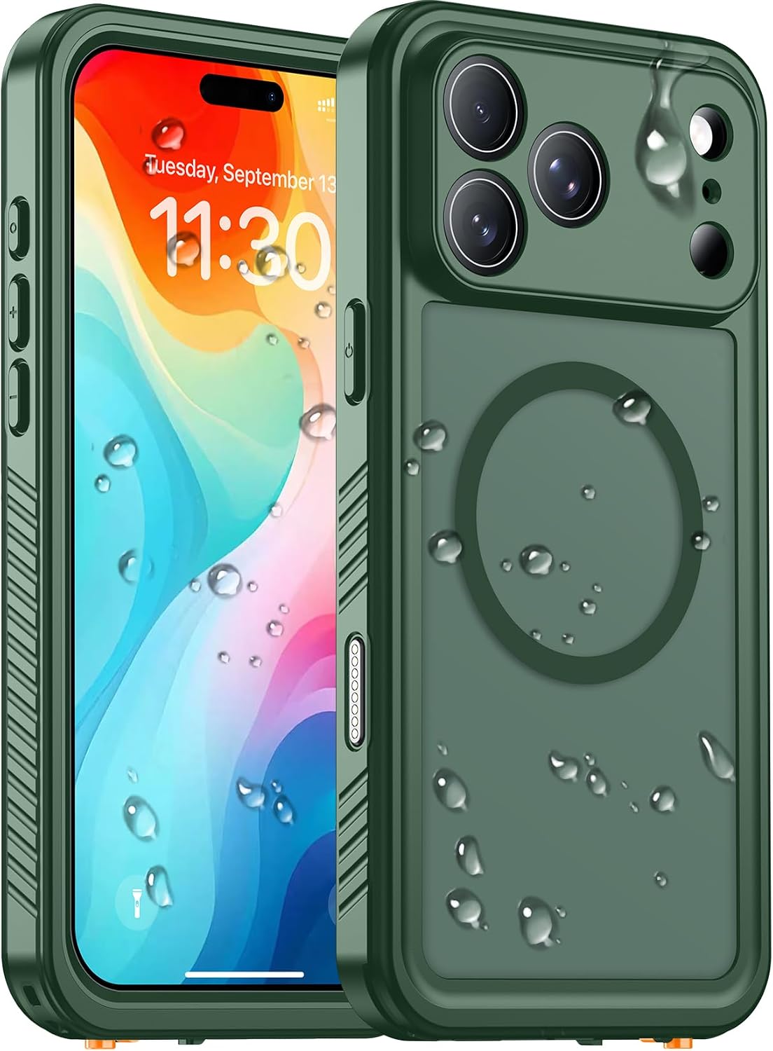 Temdan Compatible with iPhone 17 Pro Case,Waterproof Built-in Screen & Camera Protector IP68 Underwater Full Body 17FT Military Dropproof Shockproof Phone Case 6.3"-Blue/Clear