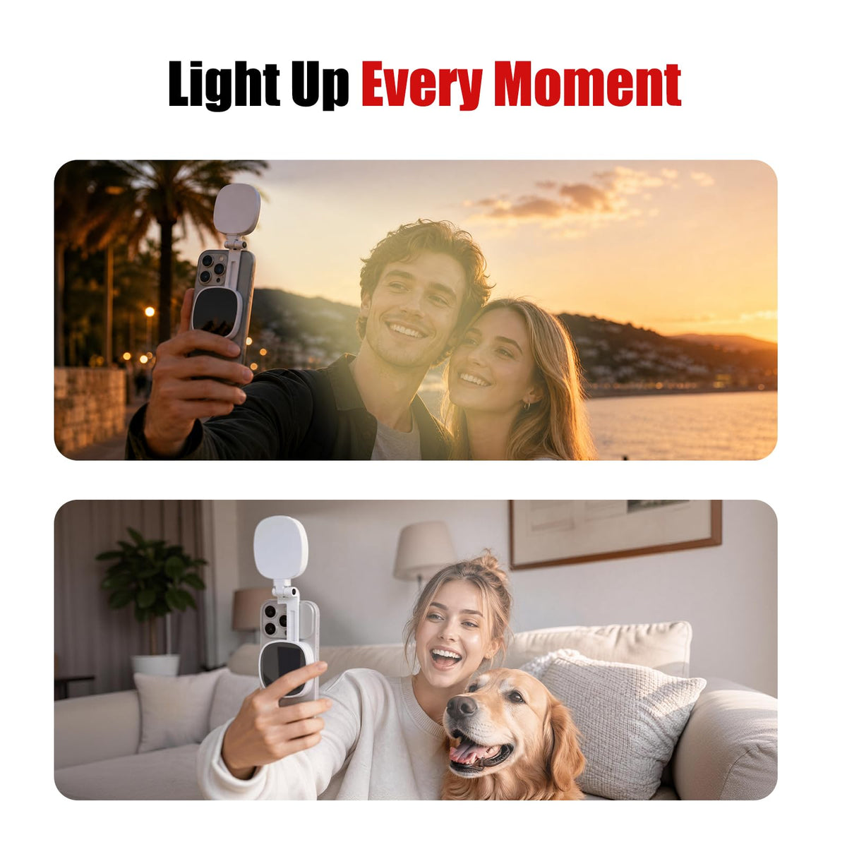 ALTSON 60 LED Portable Selfie Light Video Conference Lighting with Clip & Camera Tripod Adapter Rechargeable 2200mAh CRI 97+, 3 Light Modes for Phone iPhone Webcam Laptop Photo Makeup