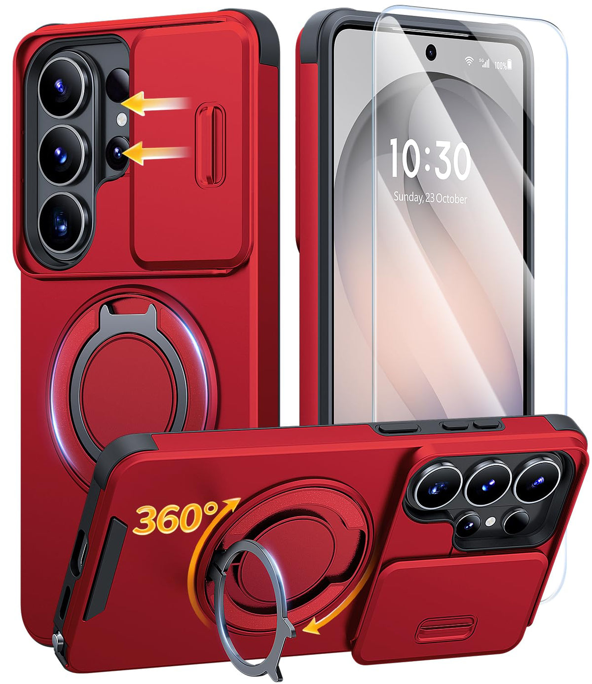JAME for Samsung Galaxy S26 Case with Ring Stand & Slide Camera Cover