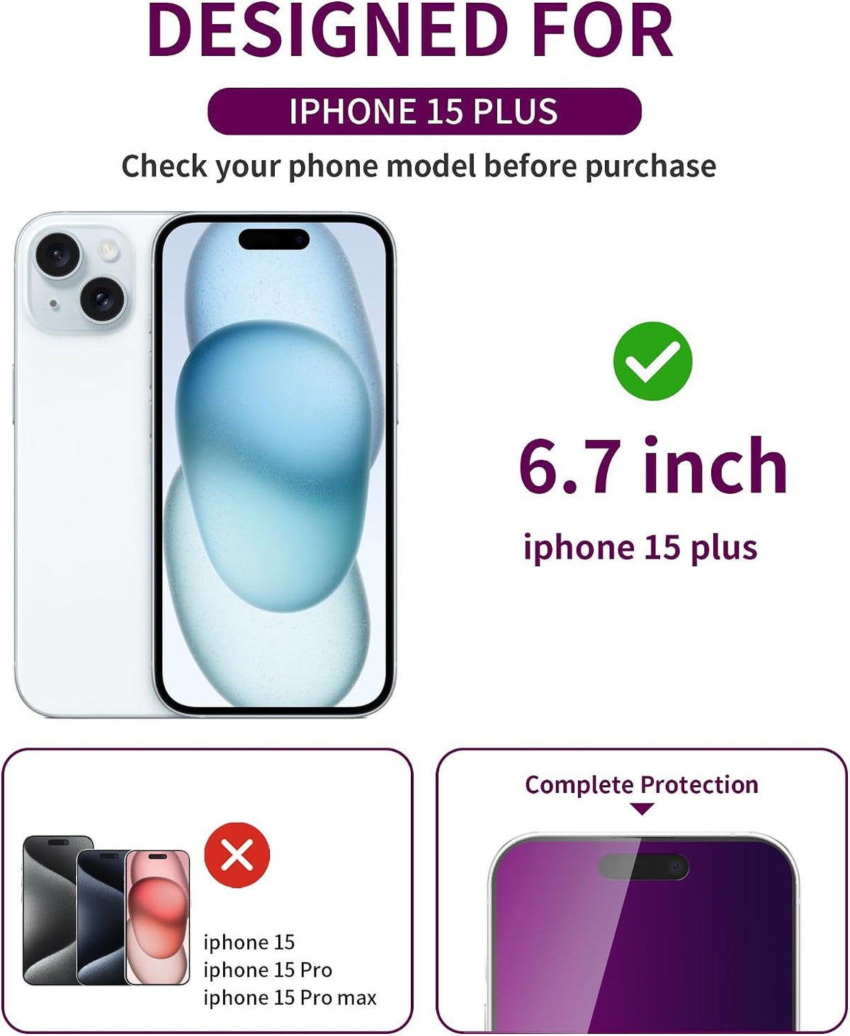 2 Pack Privacy Screen Protector for iPhone 13 Pro Max/14 Plus