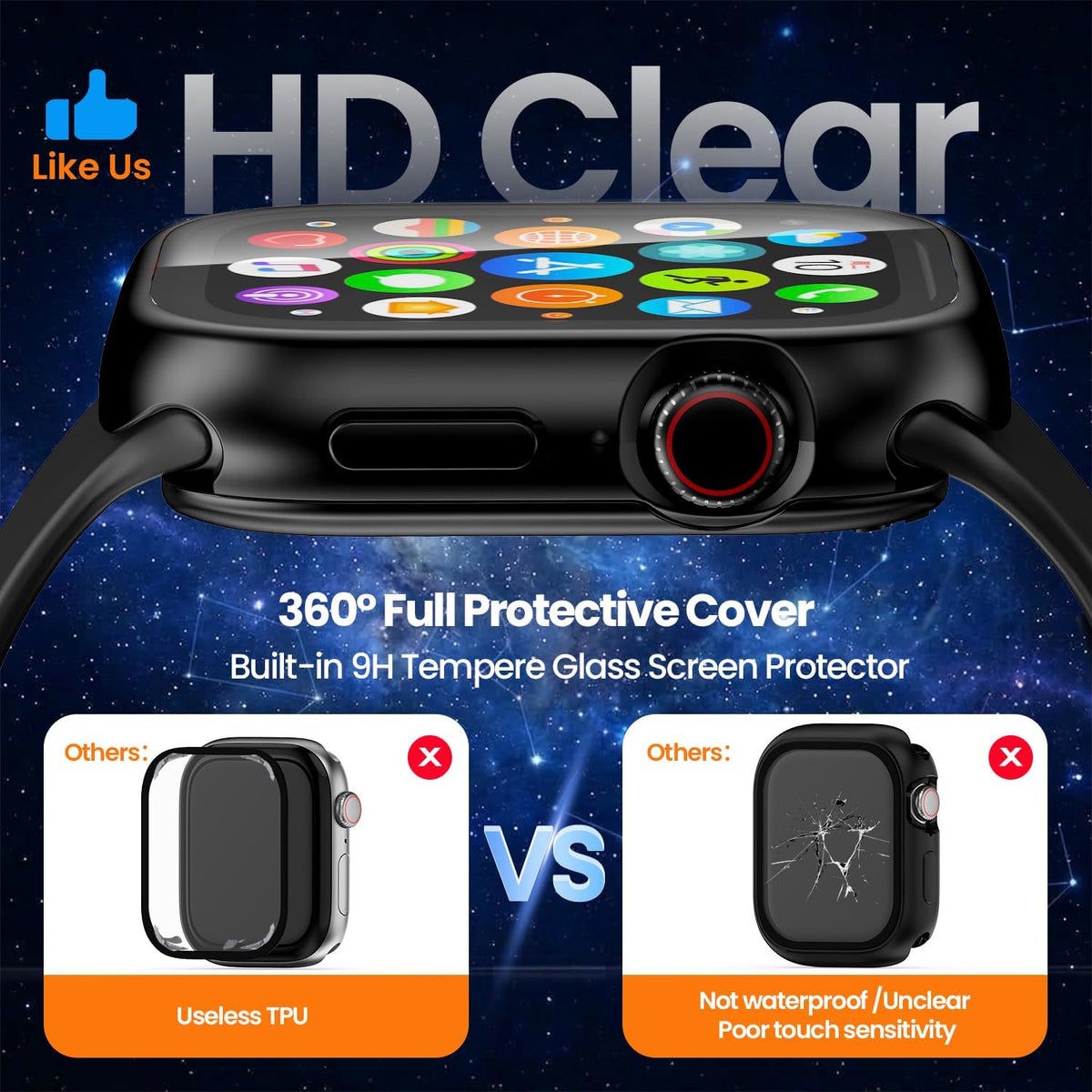 YIJDACASE 3 in 1 Waterproof Case for 41mm Apple Watch Series 9 8 7