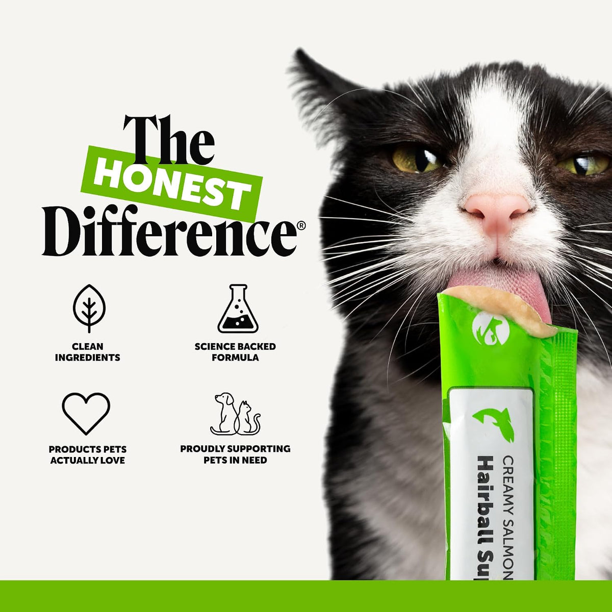 Pet Honesty Vet Backed Hairball Remedy Lickable Puree, Salmon, 20 Ct