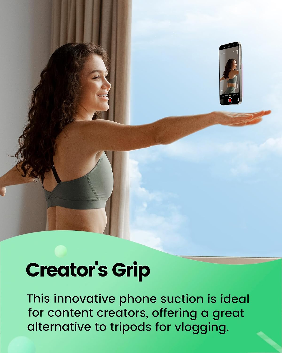 amBand Magnetic Sticky Phone Suction Grip for MagSafe, Removable for Wireless Charging, Durable Magnet Silicone Portable Mount Stand for iPhone 18 17 16 15 14 13 Series, Hands-Free Video/Selfie, Black