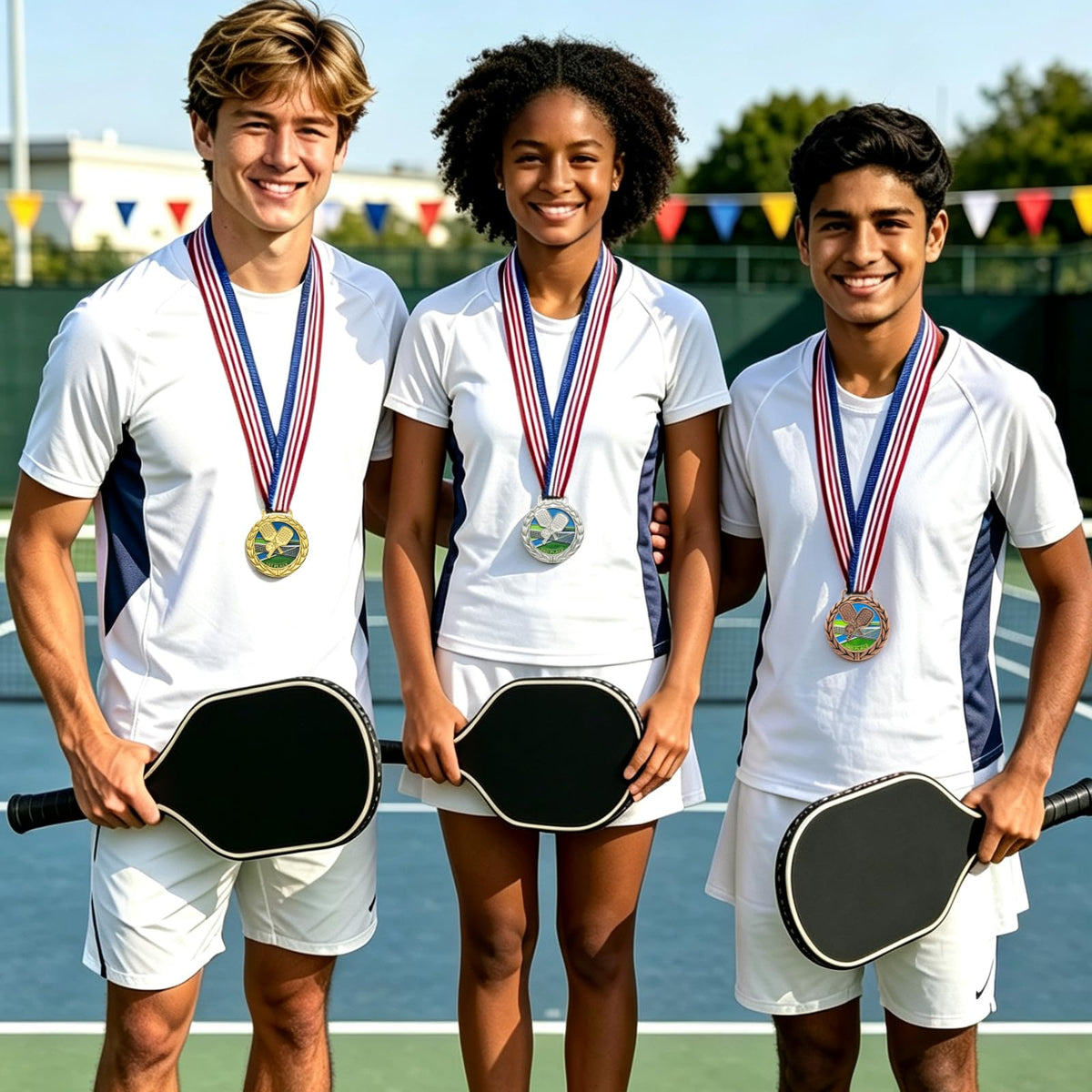 Donrime Pickleball Medals - 2.56 Inch 1st 2nd 3rd Place Award Medals with Ribbons Gold Silver Bronze Trophy for Kids Adults Award Prize Gift
