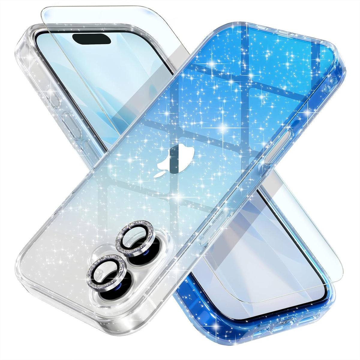 Choiche for iPhone 16 Pro Case Clear Women Girly (Glitter Gold)