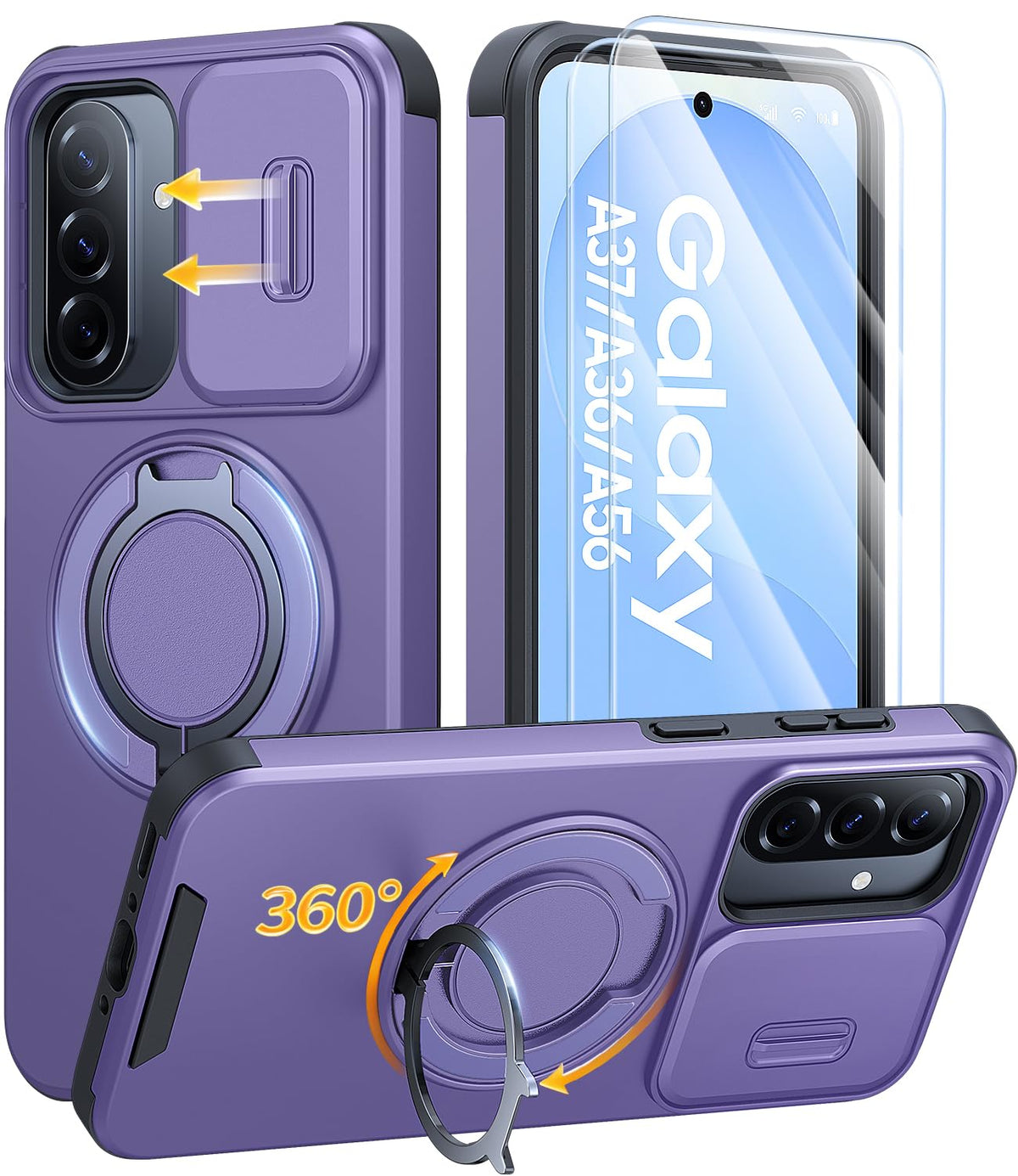 JAME for Samsung Galaxy S26 Case with Ring Stand & Slide Camera Cover