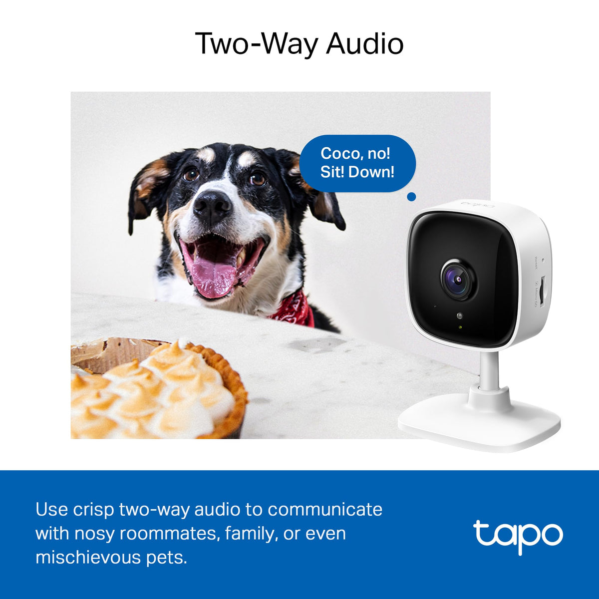 Tapo 1080P Indoor Security Camera, Baby Monitor, Dog Camera, Wired, C100