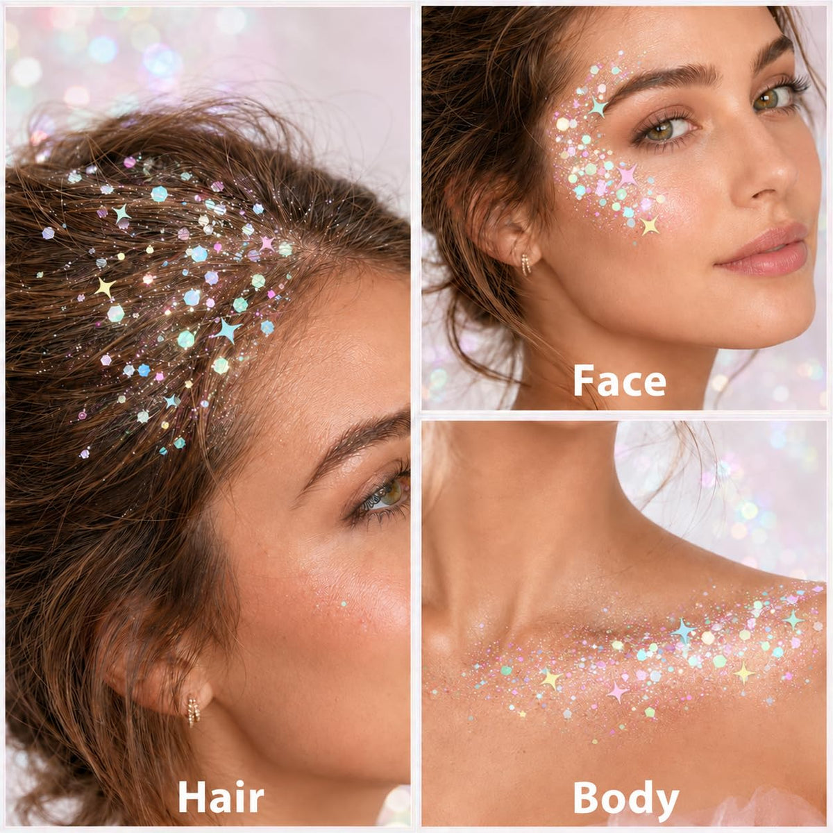 Mysense Red Face Hair Body Glitter Stick,Halloween Cosplay Sparkling Sequins Chunky Glitter Makeup,Festival Rave Concert Outfit Accessories for Women Girls Kids