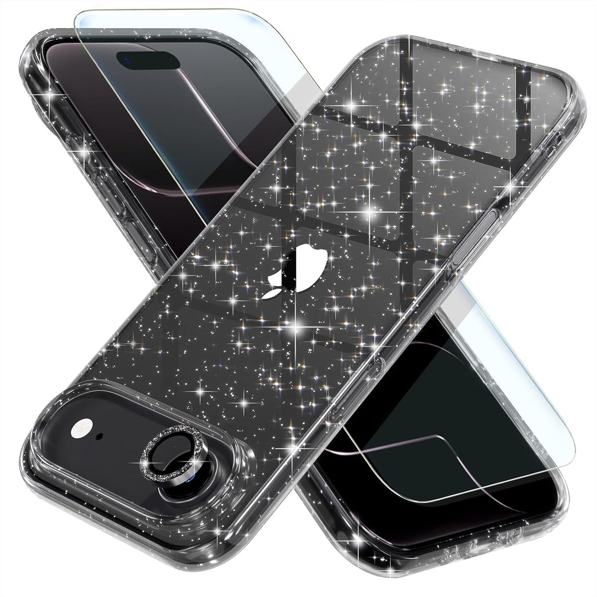 Choiche for iPhone 16 Pro Case Clear Women Girly (Glitter Gold)
