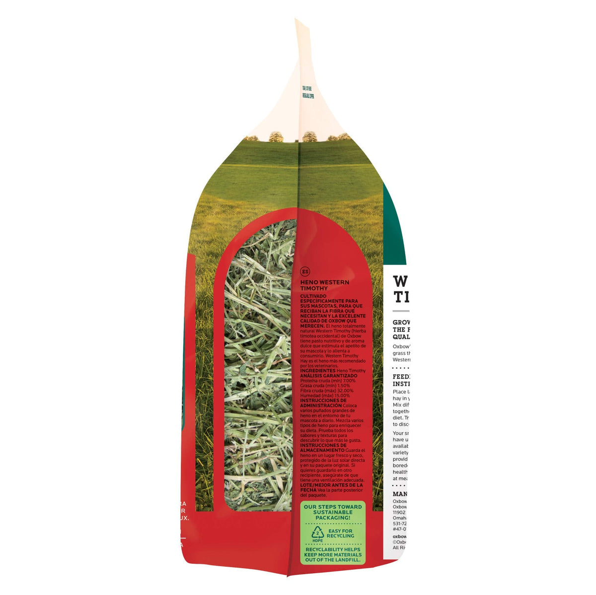 Oxbow Western Timothy Hay, Rabbit & Guinea Pig Hay, High Fiber, USA, 90 oz