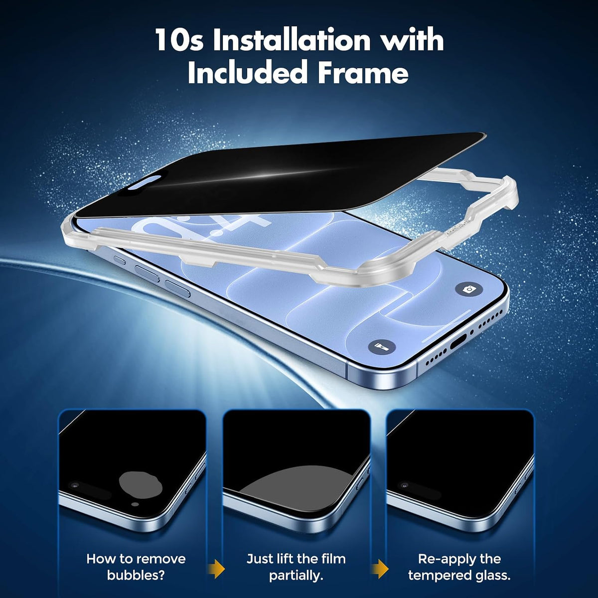 UNBREAKcable Privacy Screen Protector for iPhone 15, Full Coverage