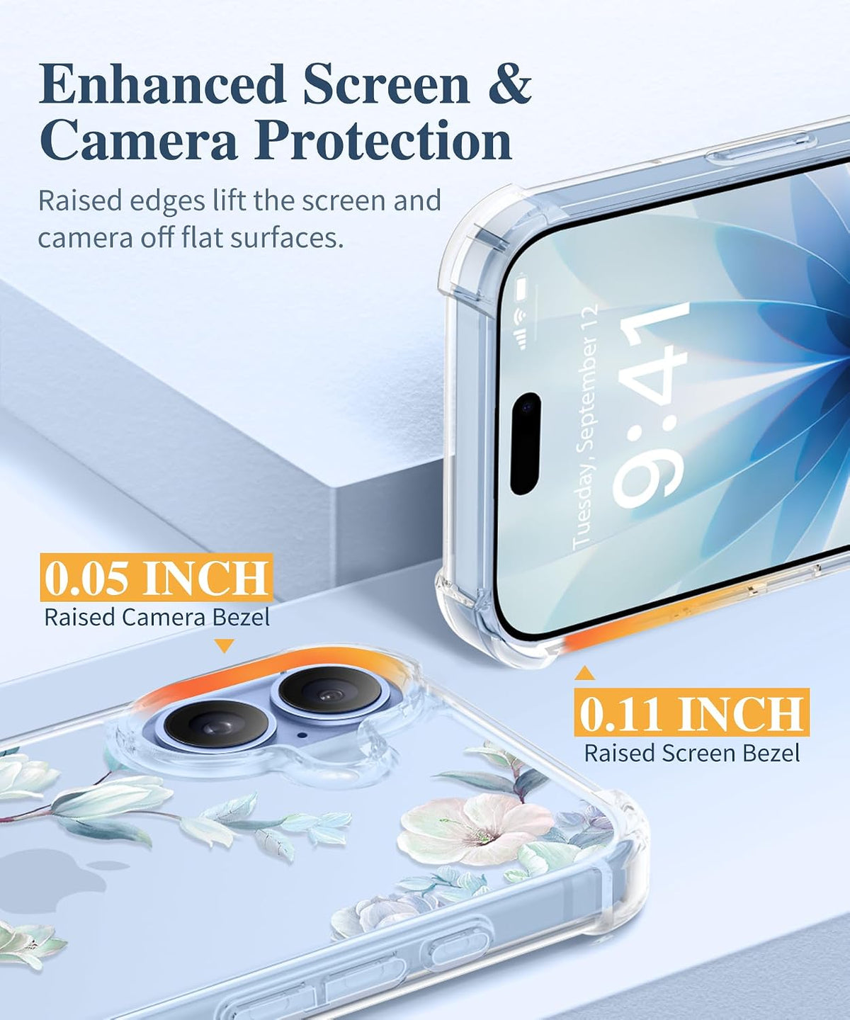 GVIEWIN for iPhone 17 Case Floral Clear Slim Women