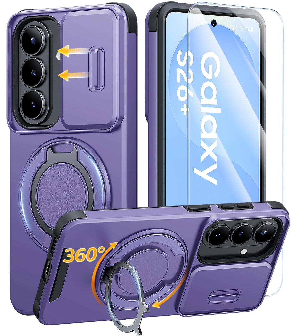 JAME for Samsung Galaxy S26 Case with Ring Stand & Slide Camera Cover
