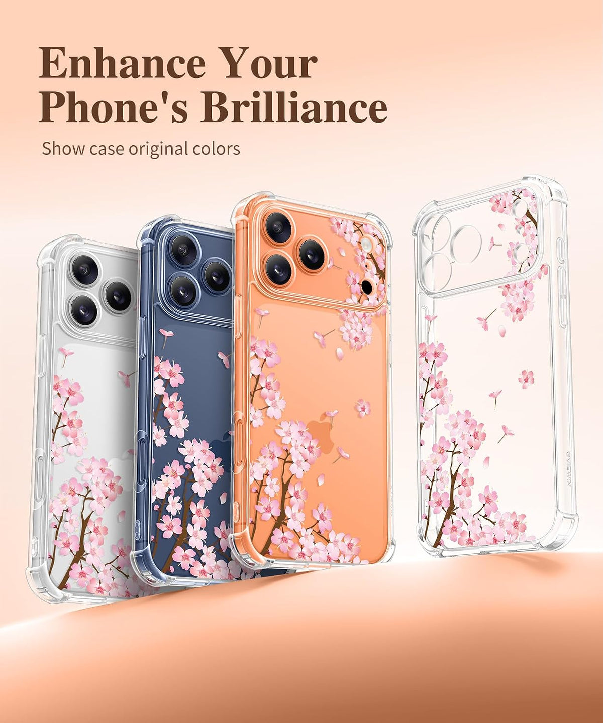 GVIEWIN for iPhone 17 Case Floral Clear Slim Women