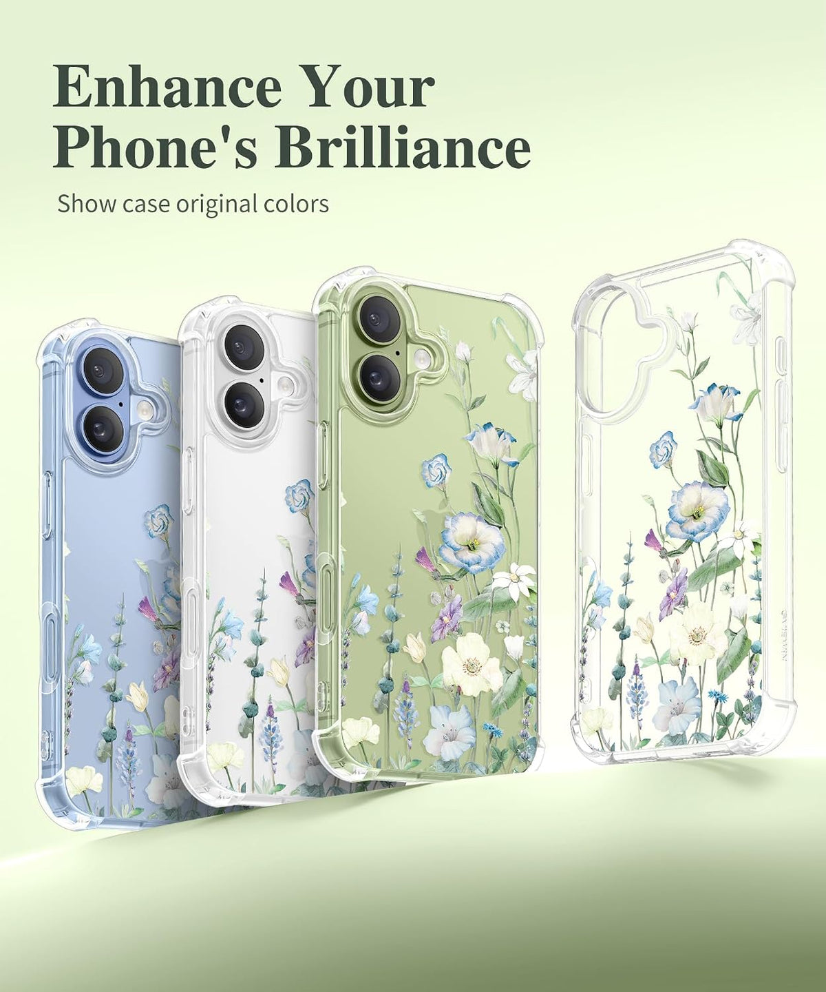 GVIEWIN for iPhone 17 Case Floral Clear Slim Women