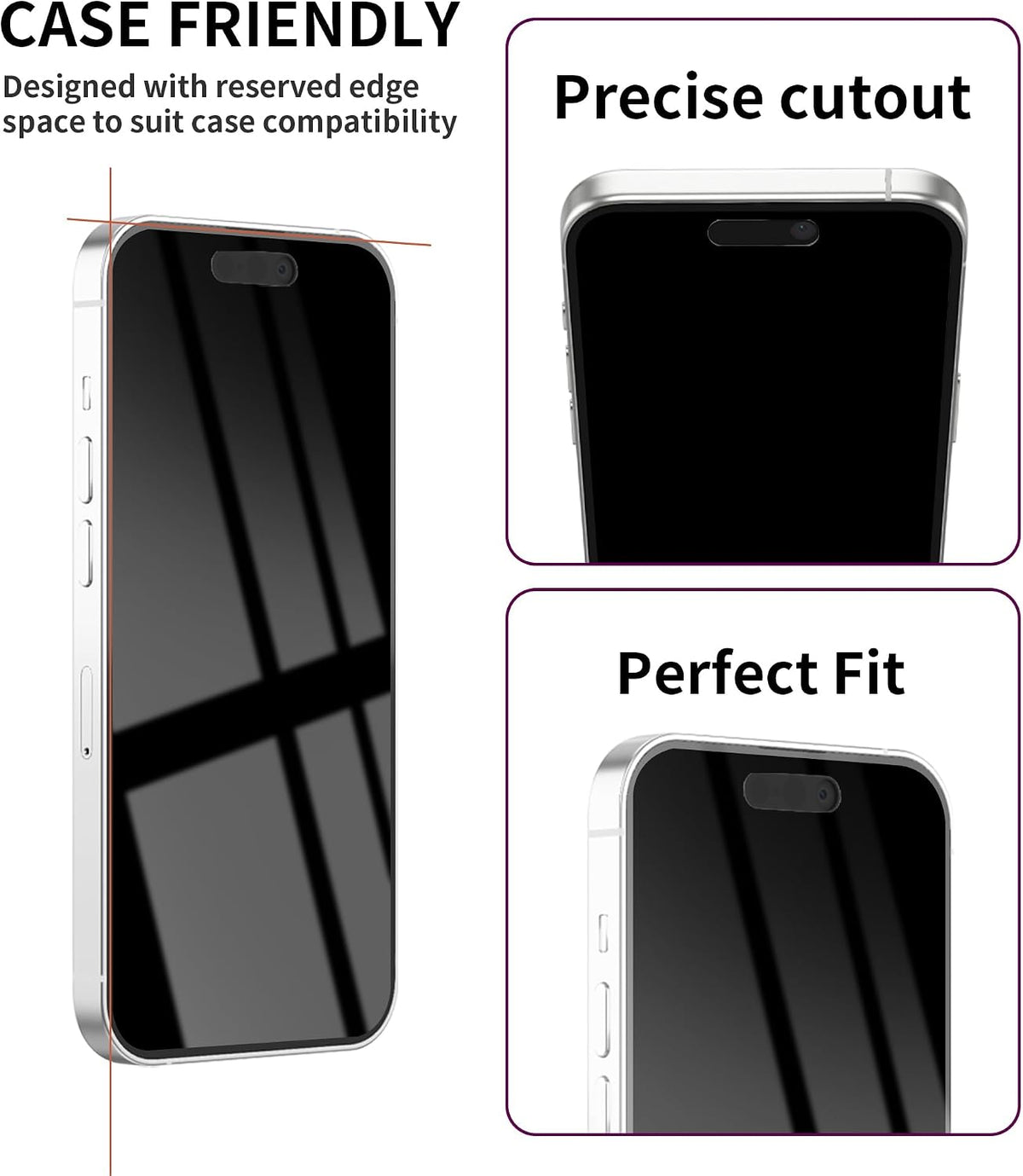 2 Pack Privacy Screen Protector for iPhone 13 Pro Max/14 Plus