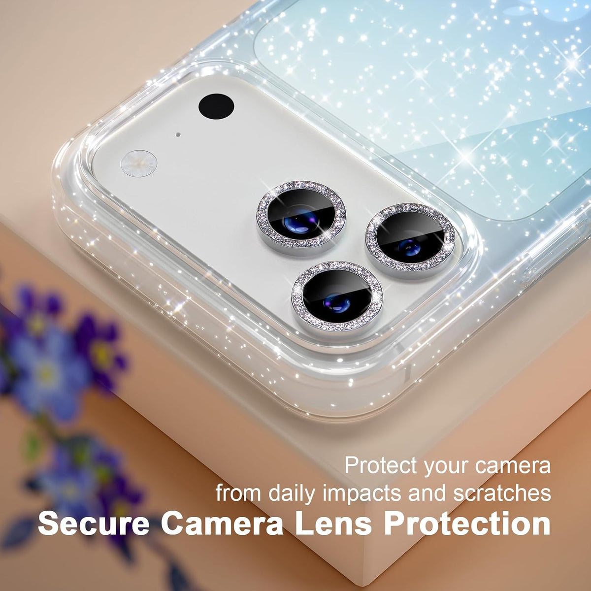 Choiche for iPhone 16 Pro Case Clear Women Girly (Glitter Gold)