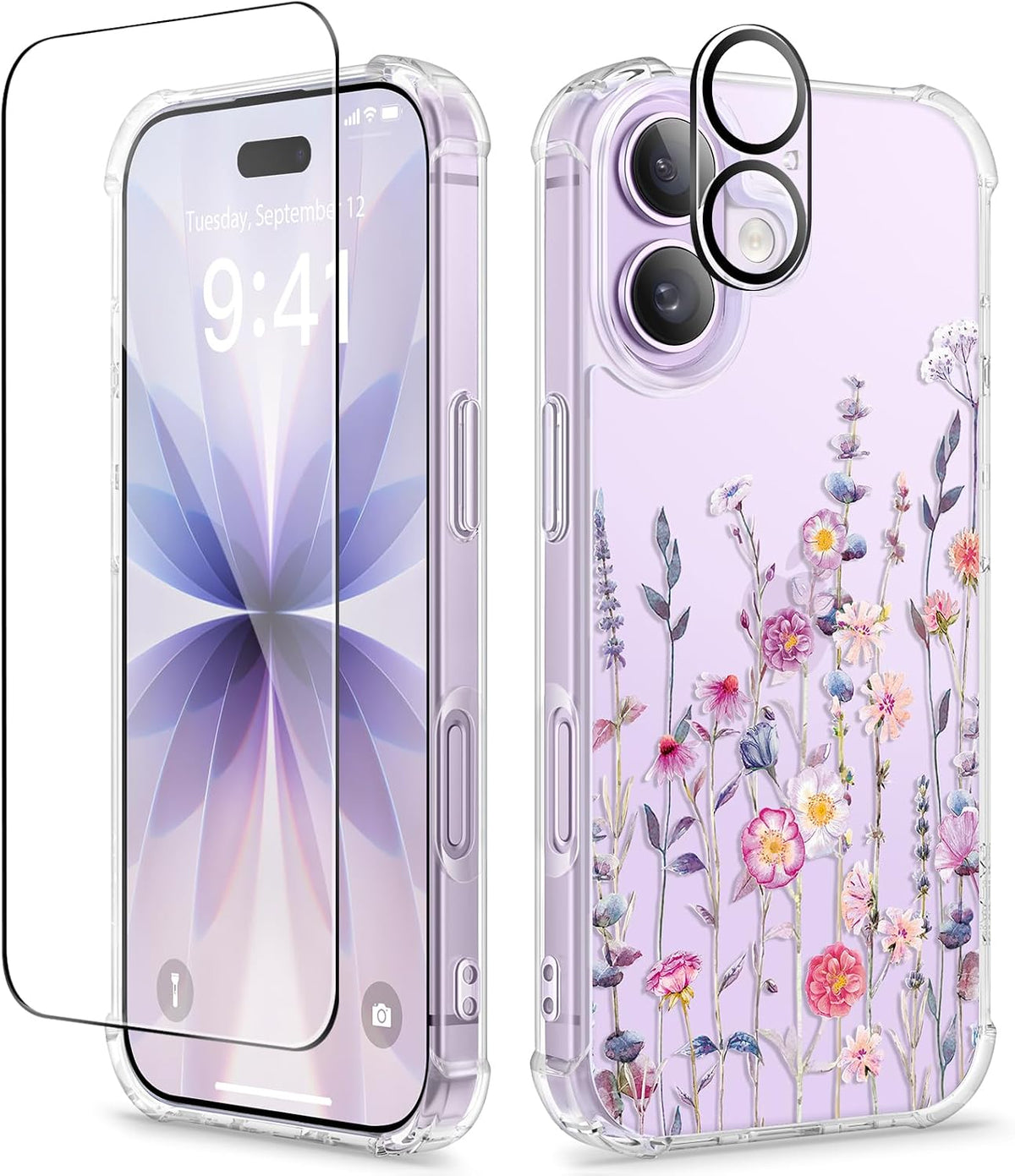 GVIEWIN for iPhone 17 Case Floral Clear Slim Women