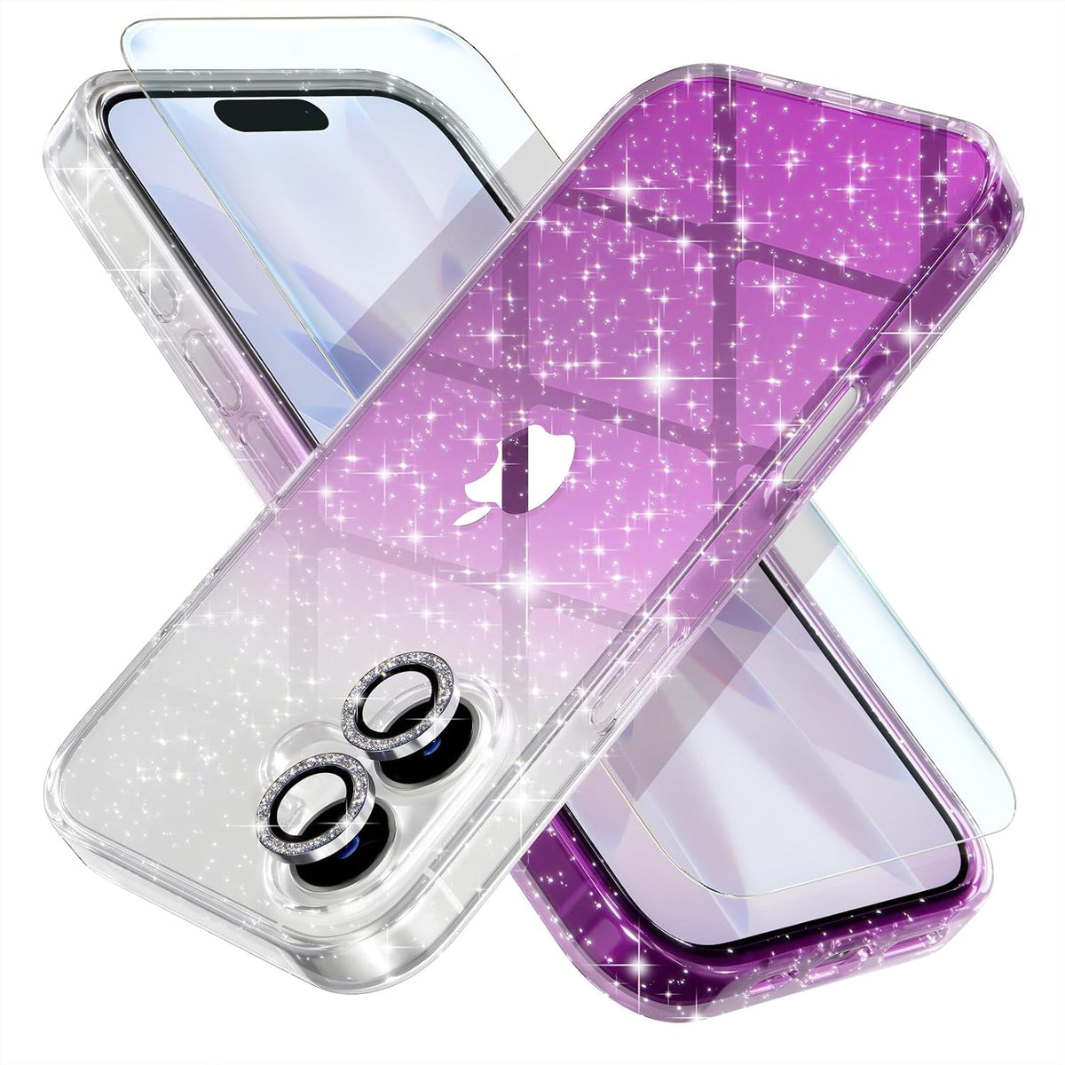 Choiche for iPhone 16 Pro Case Clear Women Girly (Glitter Gold)