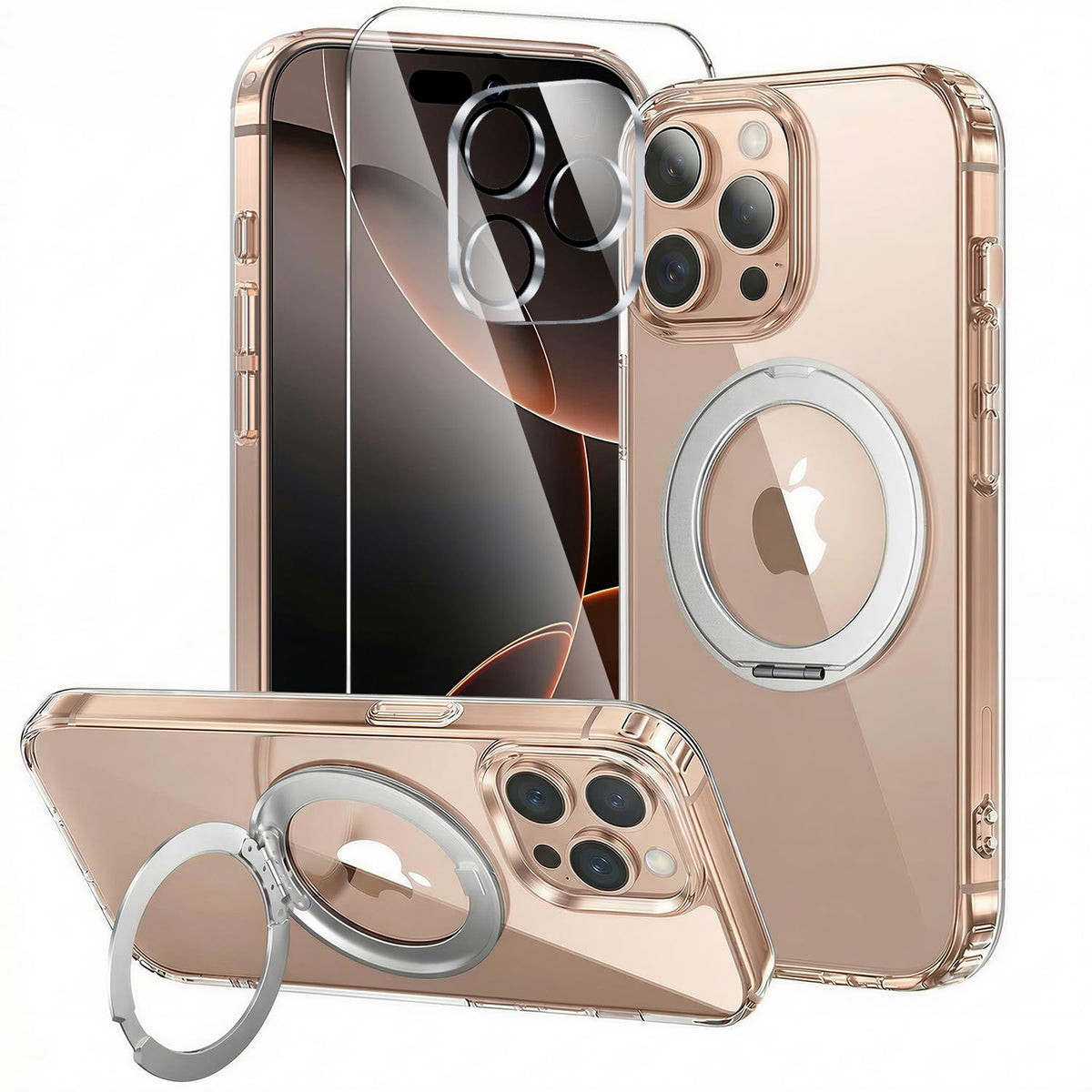 toushion 3 in 1 for iPhone 15 Plus Case Transparent