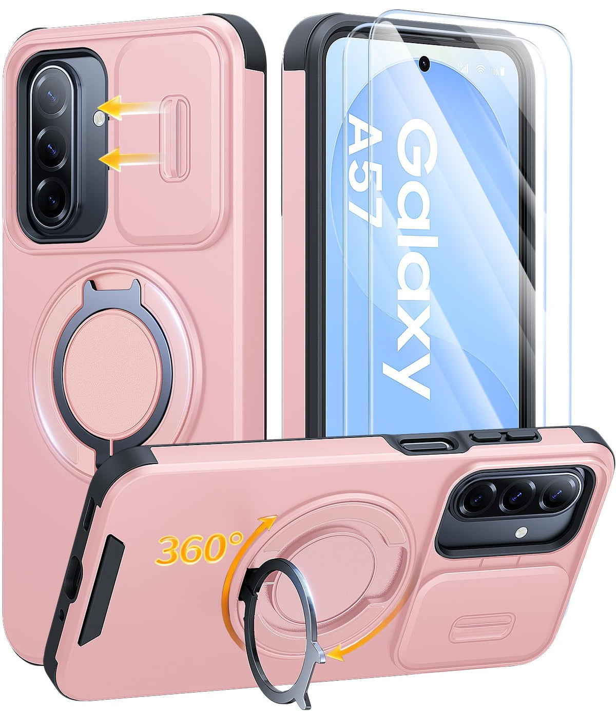 JAME for Samsung Galaxy S26 Case with Ring Stand & Slide Camera Cover