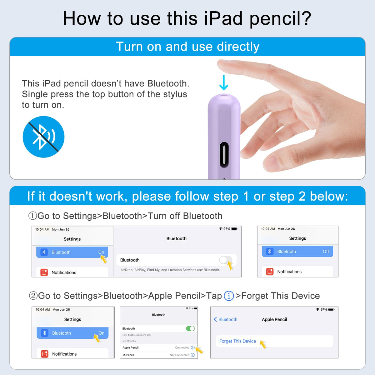 DIGIROOT iPad Pencil for 2018-2026, Plam Rejection Stylus Pen for iPad